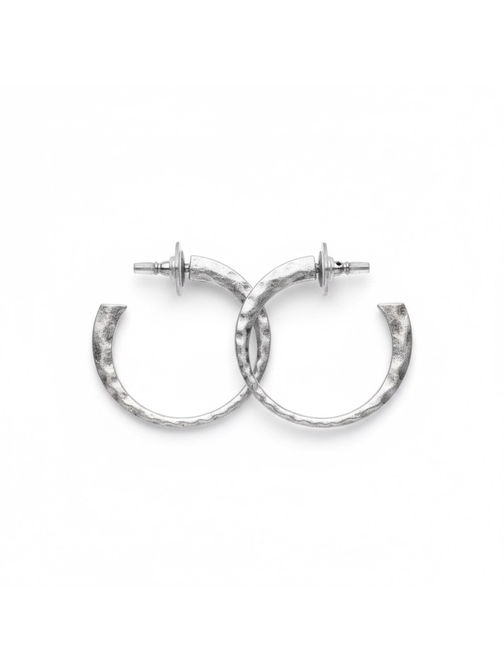 Universal Thread Sterling Silver Textured Half Hoop Earrings Hammered Metal